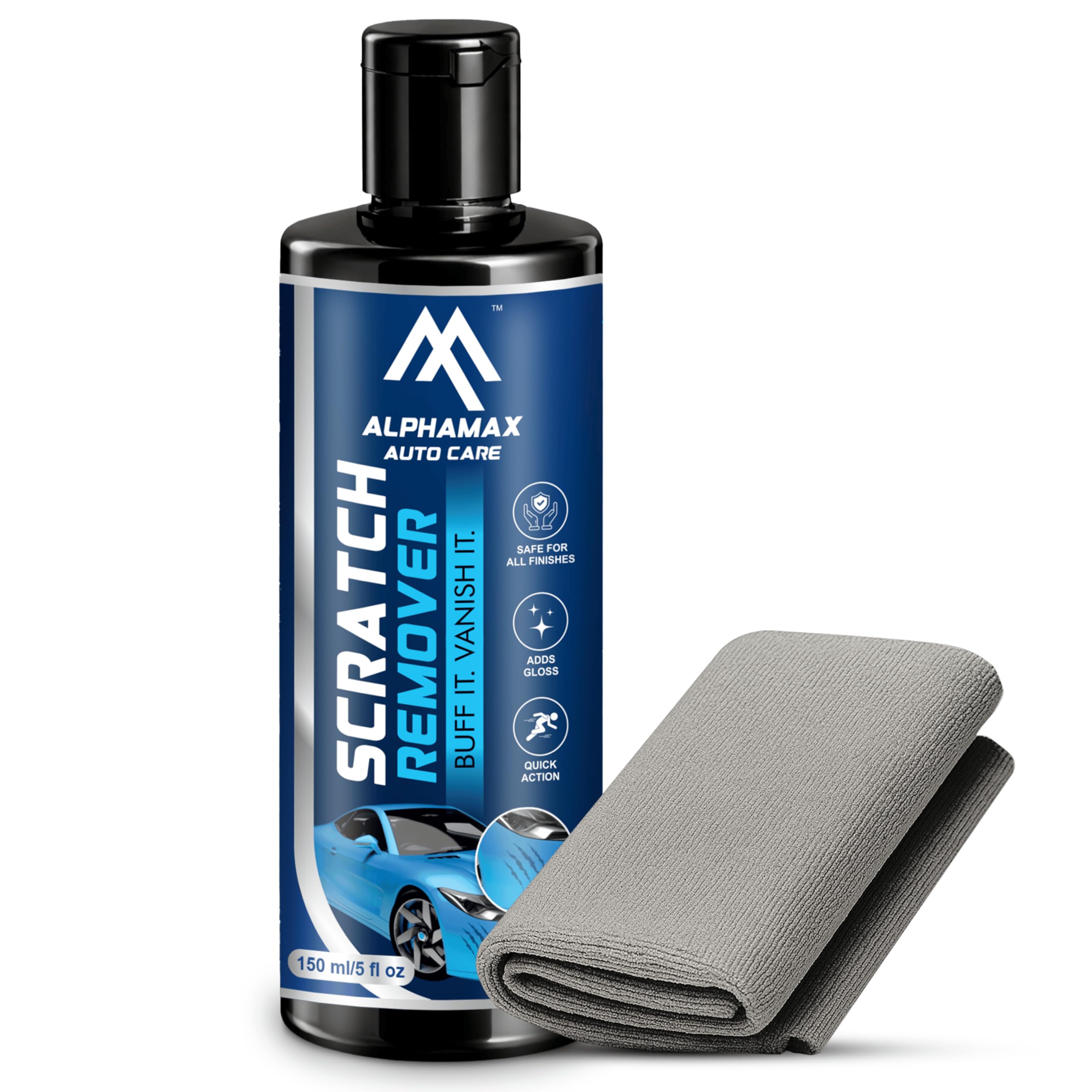 ALPHAMAX Scratch Remover For Car (150 ml) with Microfiber Cloth, All Paint Friendly Formula Rubbing Compound, No Color Fading, Scratch Repair Wax-image-47