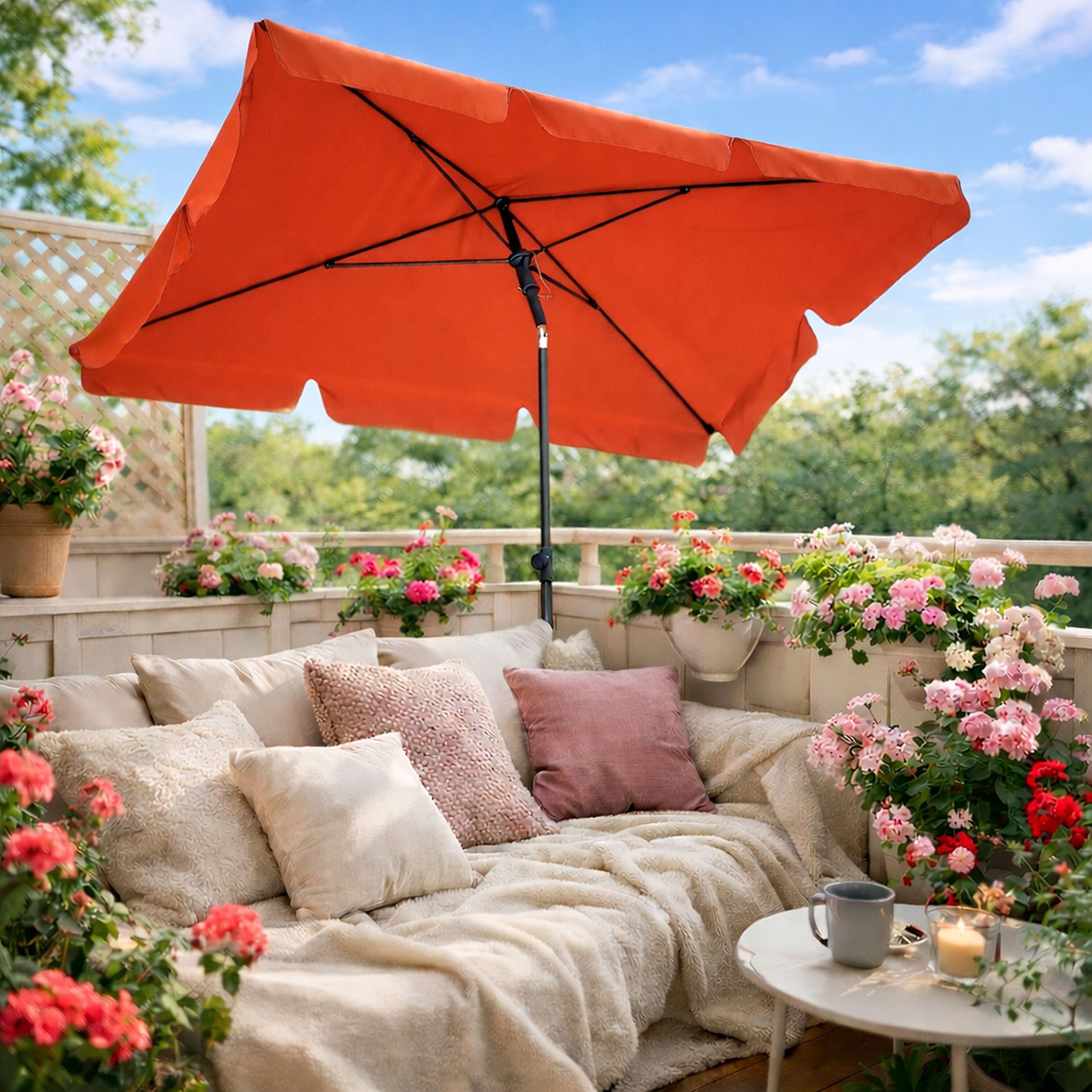 QUICK STAR Parasol balkonowy, 200 x 125 cm, prostokątny, składany, odporny na promieniowanie UV