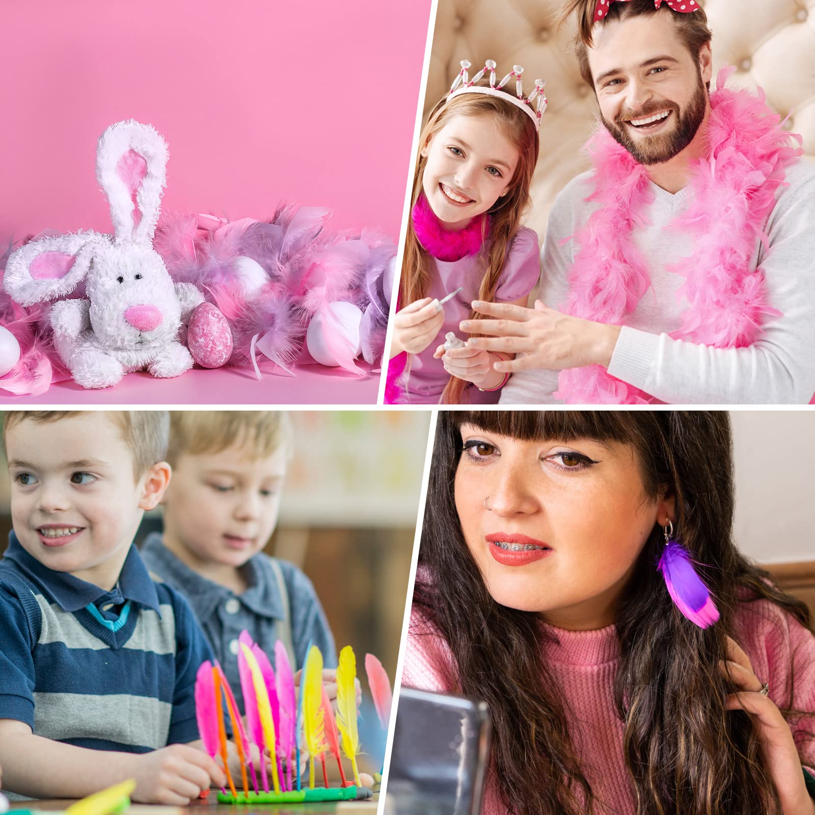 300 Piume D’Oca Colorate 3-5 Pollici – Set Rosa Pallido Per Artigianato, Decorazioni Matrimonio, Dream Catcher, Fai-da-te E Abbigliamento