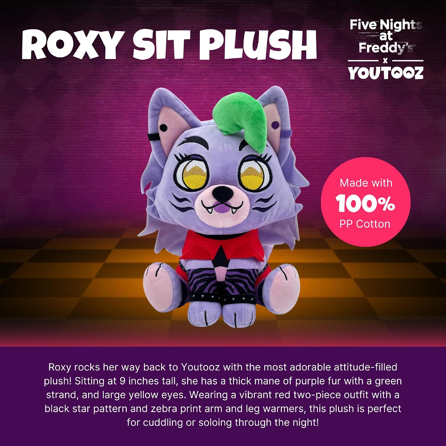 Youtooz FNAF Roxy Sitting 9" Inch Plush, Collectible Roxy Sitting from Five Nights at Freddy's FNAF Plush Collection image 2