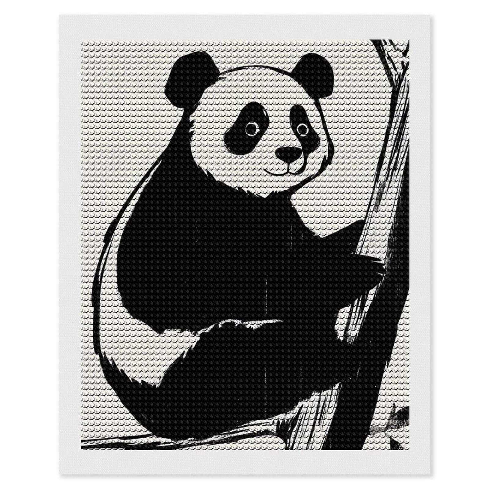 Junmoney Panda on Branch Diamond Painting Canvas Set 16"x20", for Women, Pleasing Wall Art Project, Aesthetic Room Decor, Gift Idea