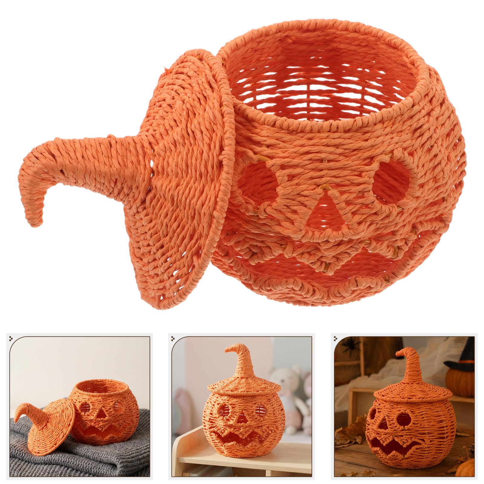 Toyvian Lanterna Cappello e Metallo Arancione Carta Zucca con Halloween