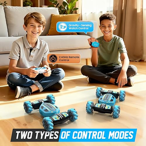 Miniatura 4 de Auto de acrobacias RC con detección de gestos para niños, juguete de regalo para niños, control remoto 4WD giratorio de 360, transformación