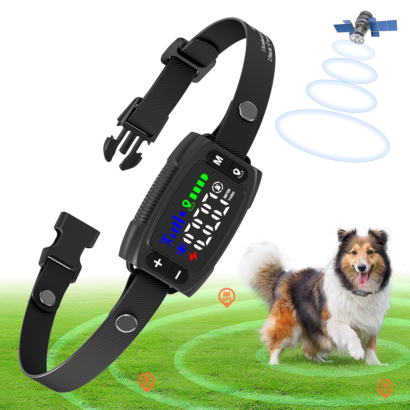 Valla Inalámbrica para Perros GPS para Uso en Exteriores, Collar Sistema Valla Antifuga 1000m