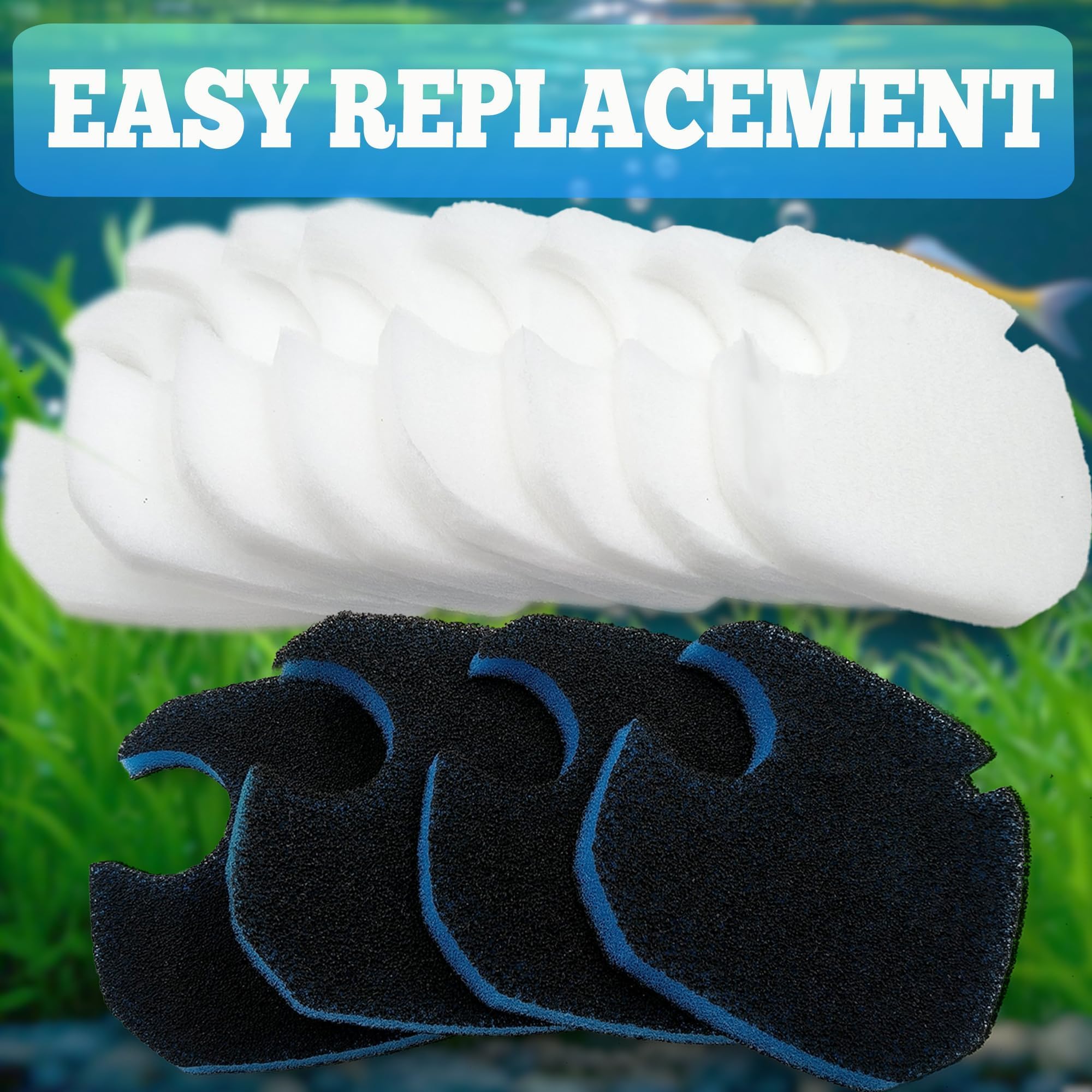 NEWKE 12 almohadillas de repuesto para filtro externo de acuario AMOSIJOY 172/225/265GPH, 8 hilo dental blanco y 4 almohadillas de filtro grueso para filtro Coospider-Repta