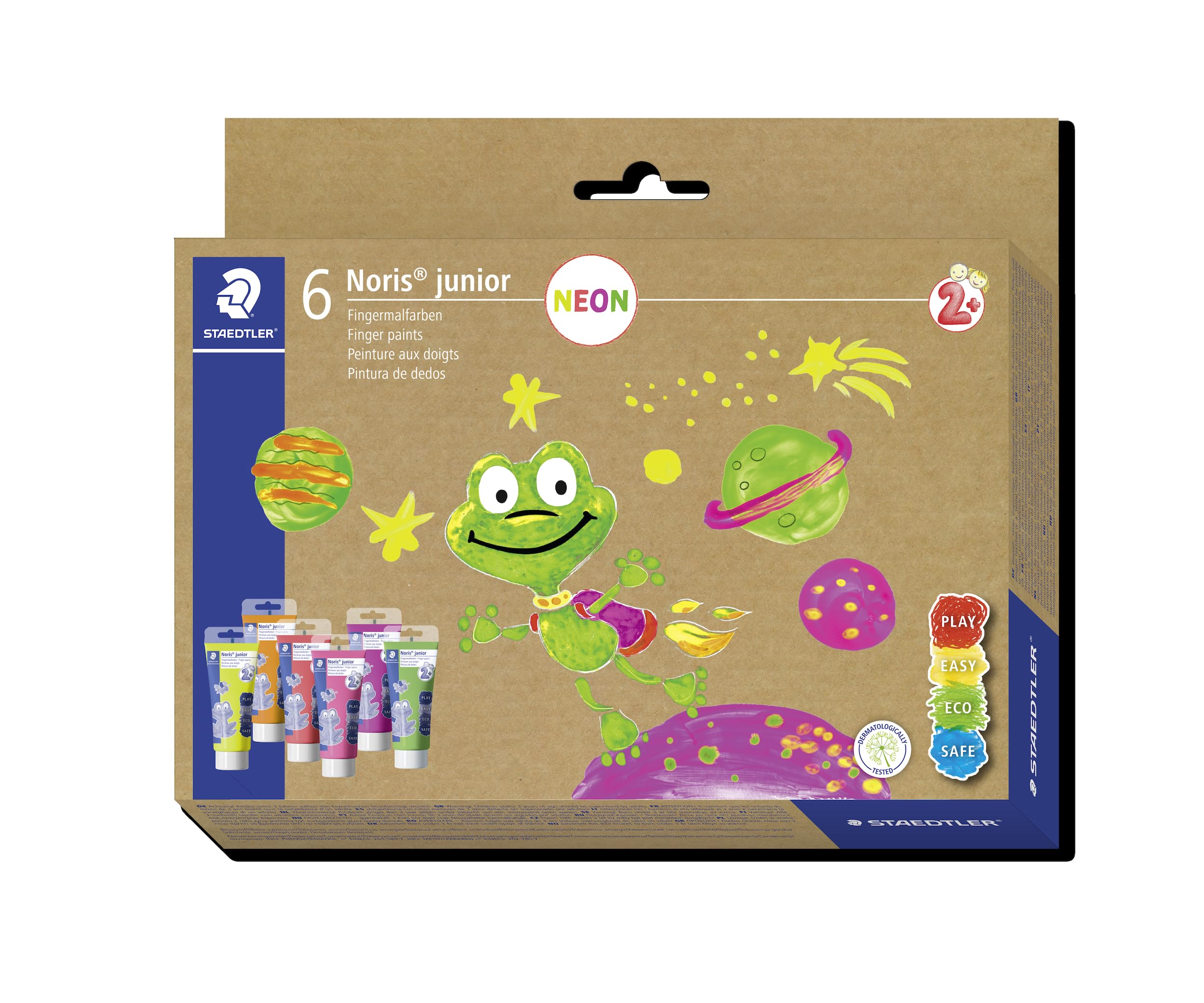 STAEDTLER Noris Junior 8811-2 - Pintura para dedos (colores intensos y resistentes a la luz, fácil de mezclar, secado rápido, aplicación sobre papel, cartón, madera y vidrio/ventana, botella de 750 ml