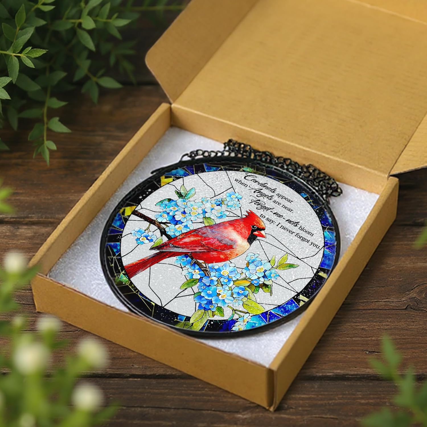 Cardinal Stained Glass Window Hanging, 8 Inch Sun Catchers Indoor Window, Suncatchers for Windows Hanging, Home Decor and Memorial Gift, Sympathy Gift, Cardinal Gifts, in Memory of Loved One Gifts - Image 6