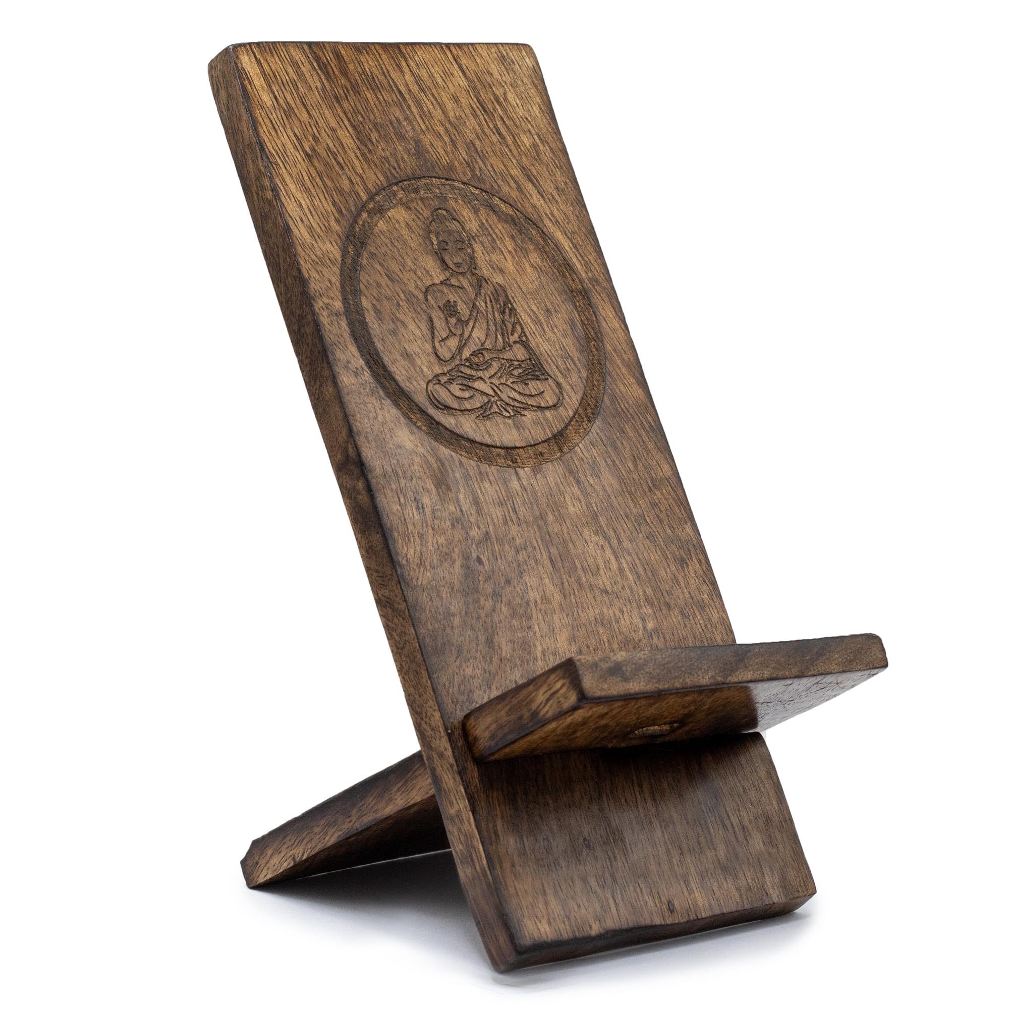 KDMD Buddha Phone Stand - Wood - Brown
