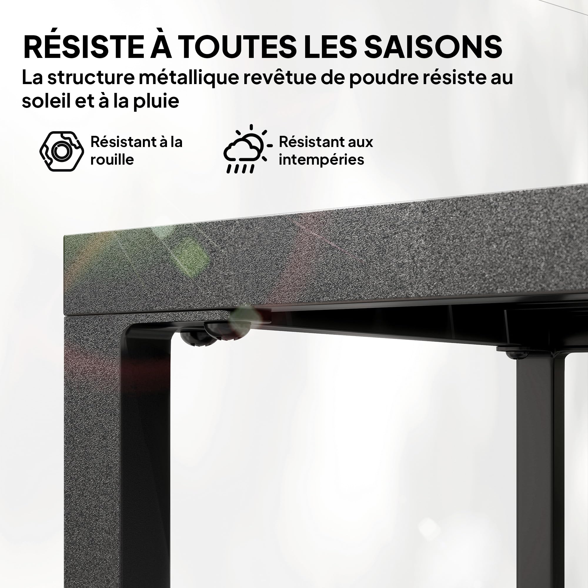 Outsunny Table Basse Extérieure Métal 2 Niveaux, Table de Jardin Carrée avec Étagère, Résistante aux Intempéries, Noir