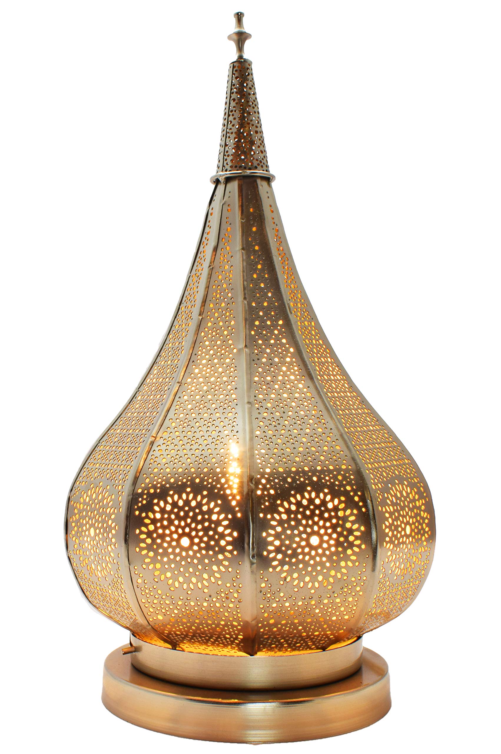 Orientalna mała lampa stołowa Kais 38 cm srebrna E14 | marokańska lampa stołowa mała z metalu, abażur | nowoczesna lampa na stolik nocny, styl vintage, retro i dworkowy