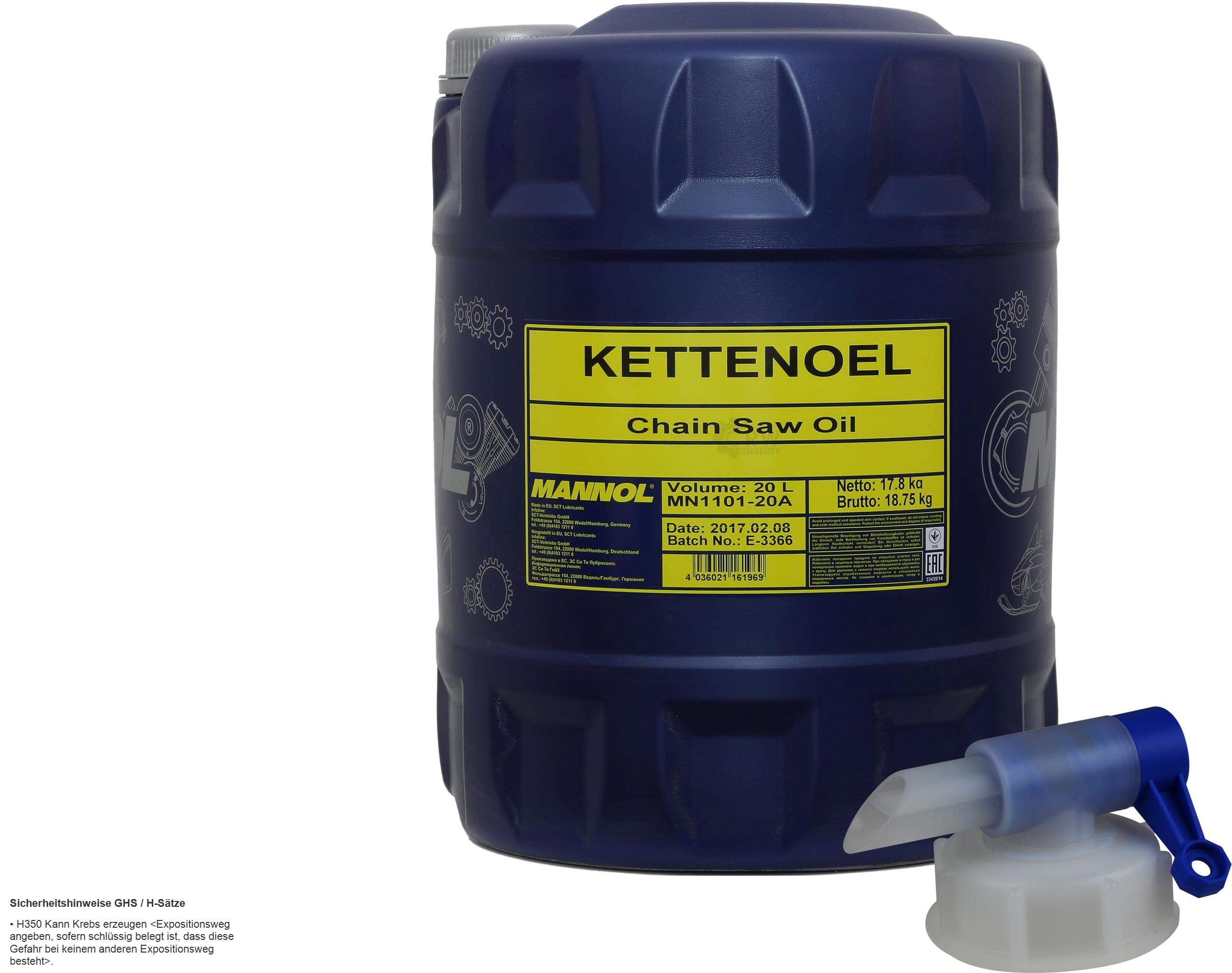 Mannol - Aceite para Cadena de Motosierra (20 L, incluye grifo)