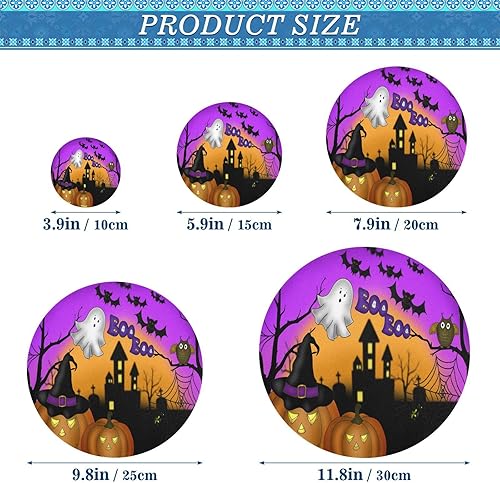 Miniatura 4 de Faroles de calabaza de Halloween reutilizables, 5 unidades, cubierta de tazón de fantasma, para almacenamiento de alimentos, recipiente de pan para