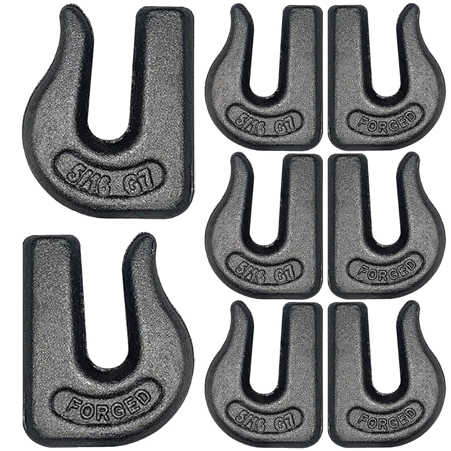 8 Pack Weld-On Chain Grab Hook, G70 5/16" Forged Chain Hook, Heavy Duty Weldable Grab Hooks for Tractors, Truck, Forklift, Trailers - 4,700 lbs WLL
