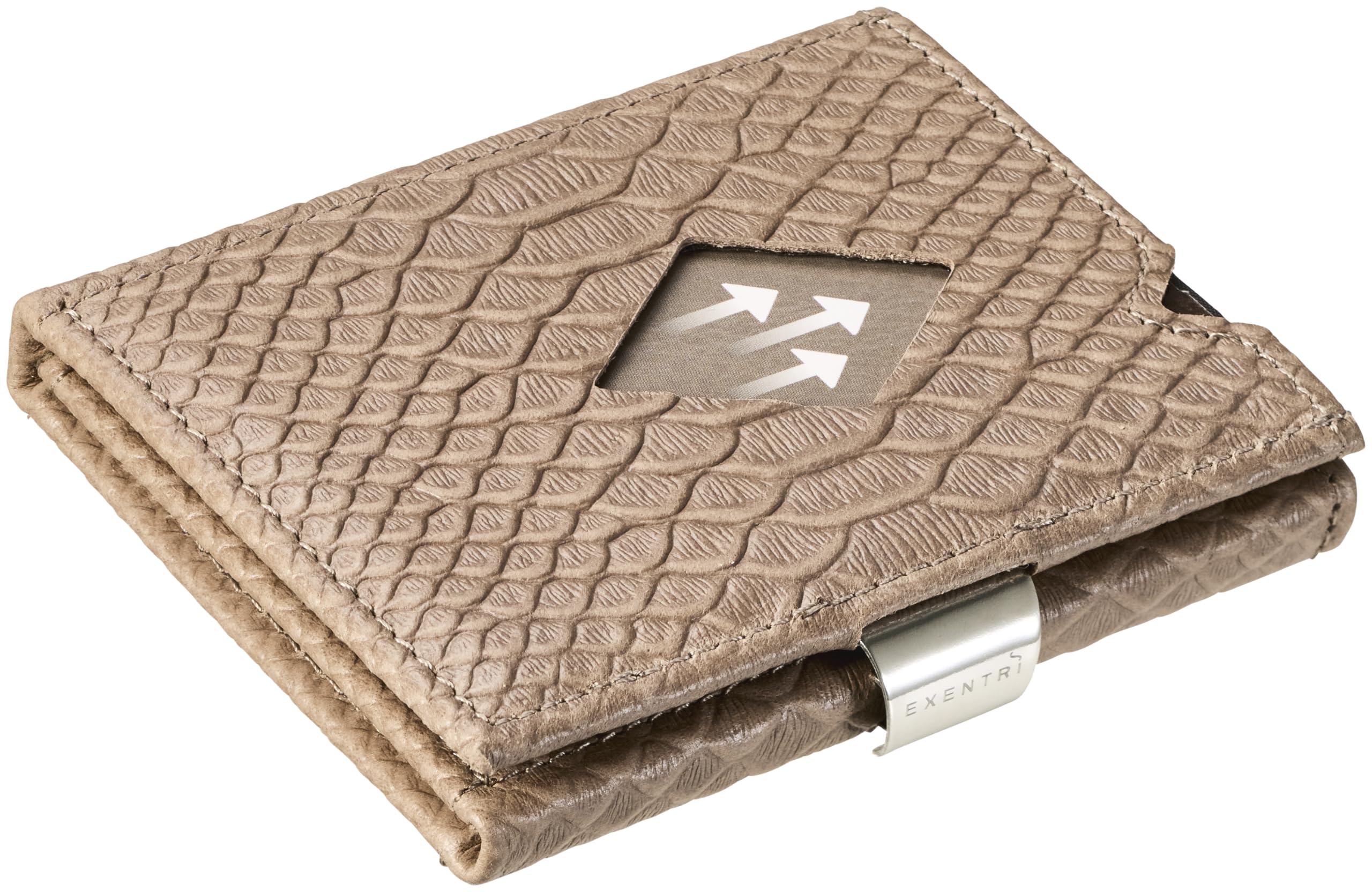 EXENTRI Leather Trifold Wallet - RFID Blocking w/Stainless Steel Locking Clip