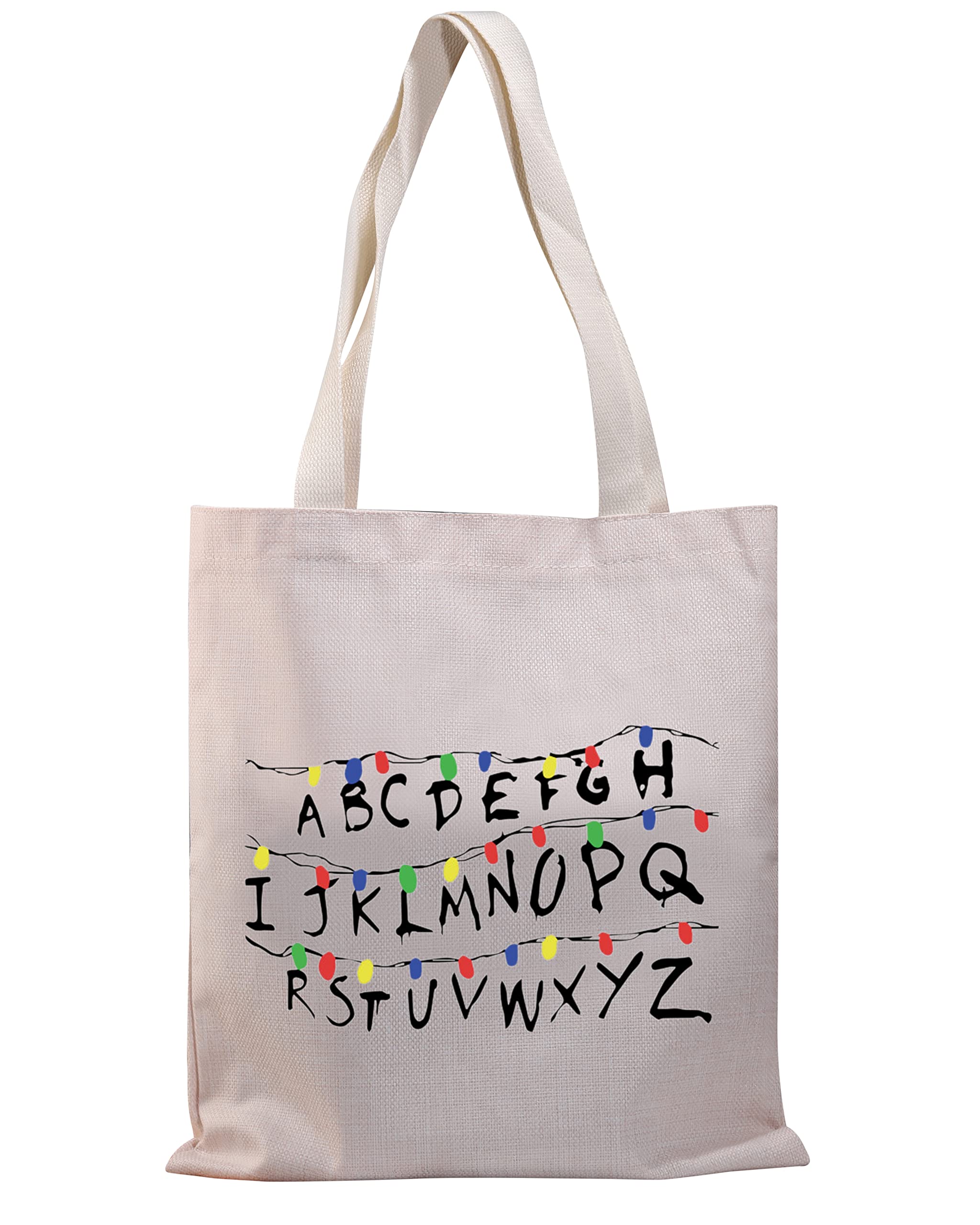 PLITI26 Alphabet Lights Tote Bag ABC Letter Things Travel Pouch For Teacher School Counselor Appreciation Gift