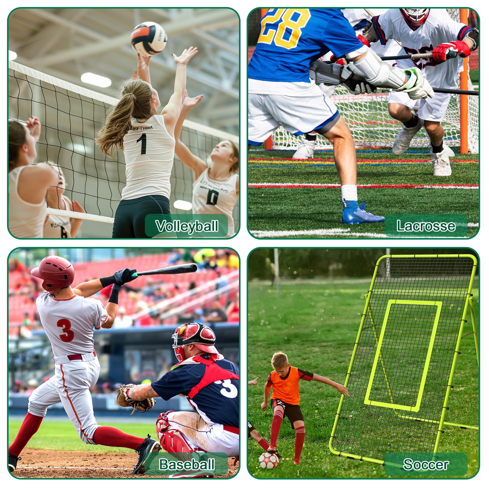 Rete da rimbalzo per pallavolo, regolabile e portatile, 2,8 x 1,2 m, attrezzatura per allenamento da calcio, bersaglio per calcio per bambini e adulti, per insegnare e fare pratica
