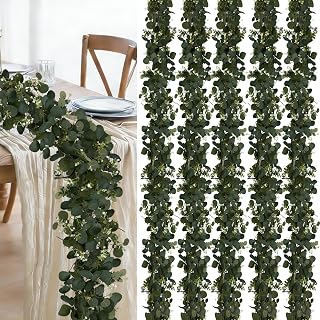 Eucalyptus Garland, 6Pcs 6FT Green Flower Garland Decor, Spring Summer A...