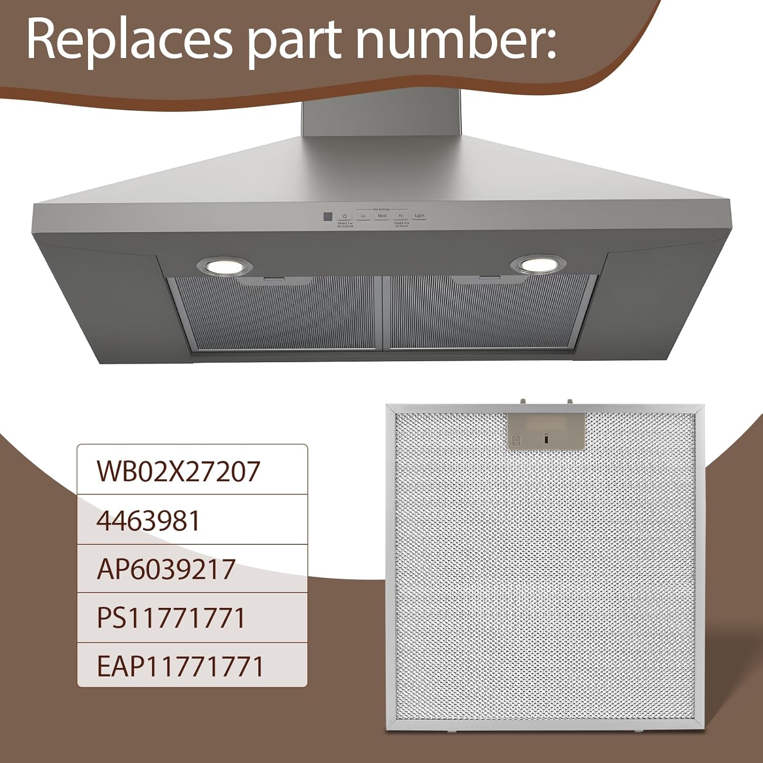 2 PCS WB02X27207 Range Hood Grease Filters Compatible with GE Extractor Hood JVX5300BJ1TS JVX5300DJ1BB Replace 4463981 AP6039217 PS11771771 EAP11771771
