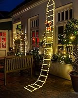 Vista 22 de Toodour - Luces de decoración navideña, 1 m de luces decorativas RGB inteligentes de Navidad con Santa Claus, luz de escalera controlada por