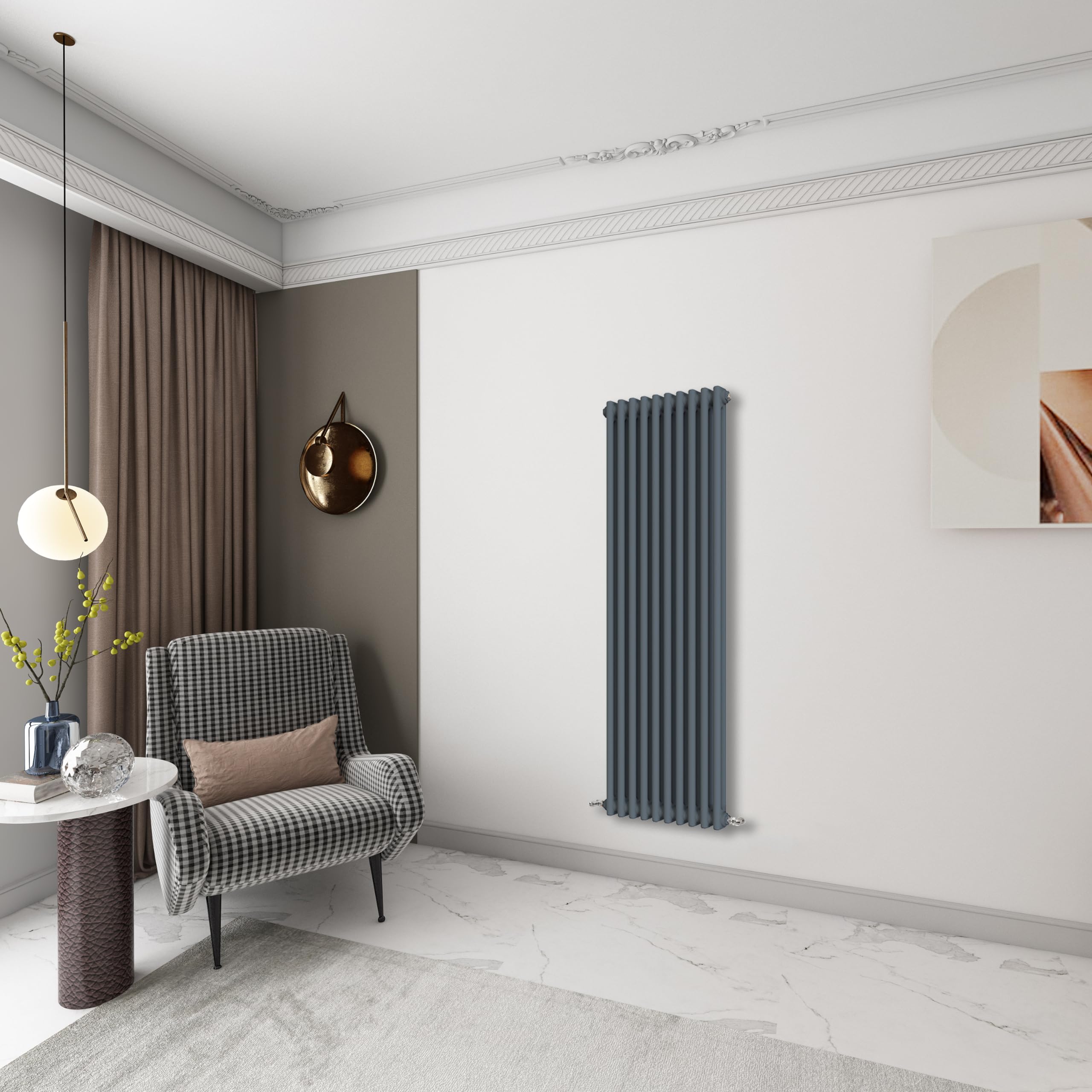 Huibathroom Anthracite 1500X470mm Tall Cast Iron Vertical Double Column Traditional Central Heating Horizontal Radiators