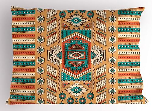 Ambesonne Funda de almohada tribal, patrón de tribu secreta en estilo bohemio, funda de almohada decorativa de tamaño estándar, 26 x 20 pulgadas,