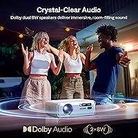 Vista 8 de Aurzen EAZZE - Proyector inteligente compatible con Google TV D1G 4K con WiFi y Bluetooth, enfoque automático y Keystone, Dolby Audio, Zoom