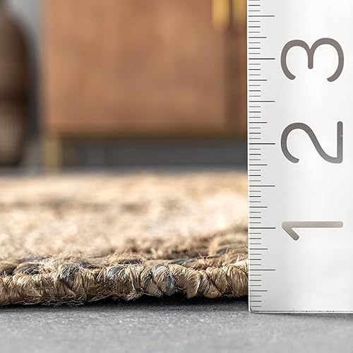 Miniatura 8 de nuLOOM Flor - Alfombra de yute con borlas de tejido plano, 5 x 8 pies, natural