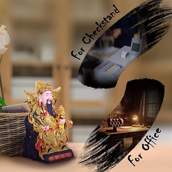 Top Resin CAI Shen Statue - God of Wealth and Fortune, Caishen Figurines & Sculpture, Tsai Shen Yeh - Feng Shui Decor & Gifts for Home, Feng Shui Statue, Chinese Decor & Gifts,Chinese New Year Gift