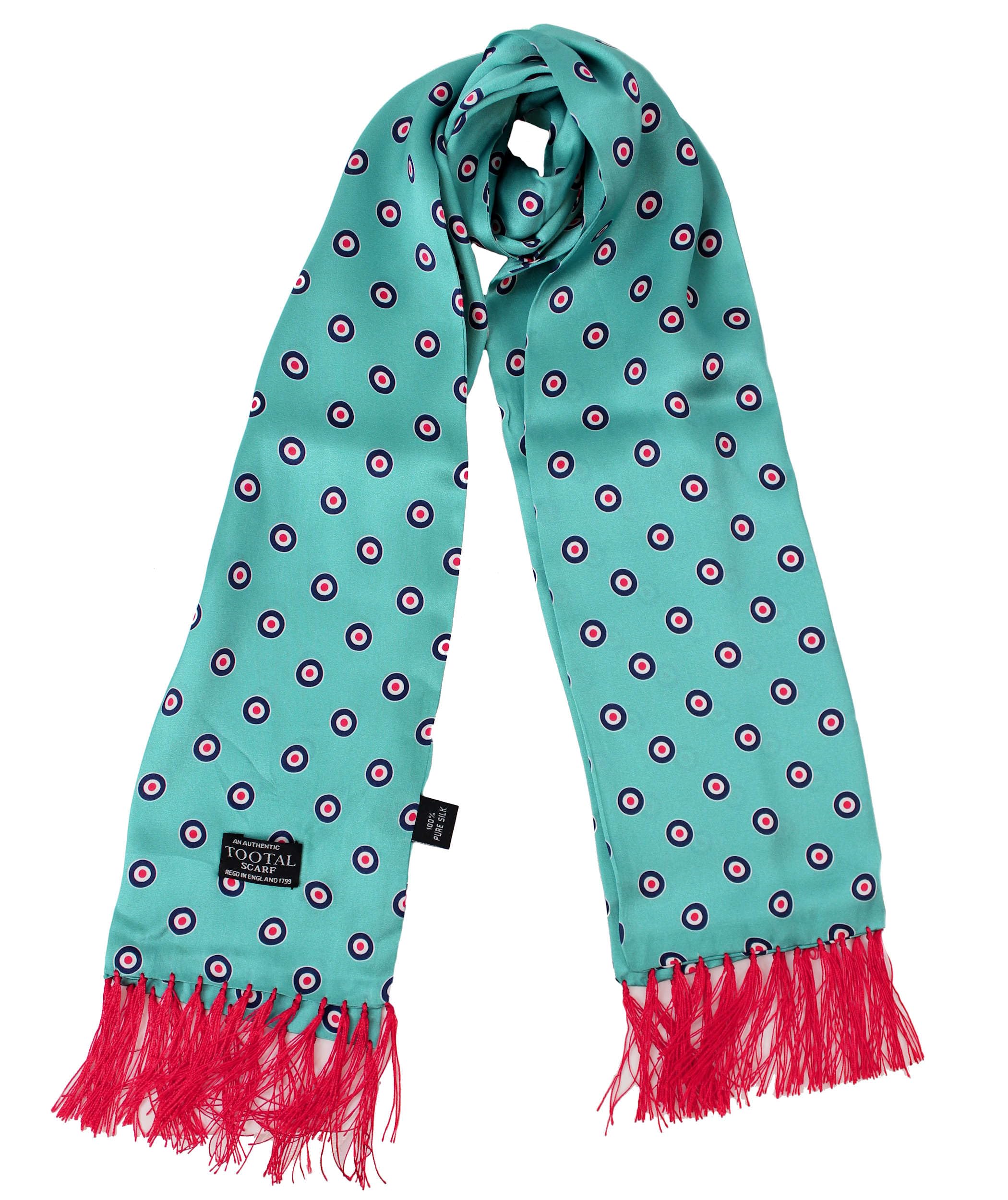 Tootal Mens Retro 60s 100% Silk Target Pattern Mod Scarf (Airforce Blue, One Size)