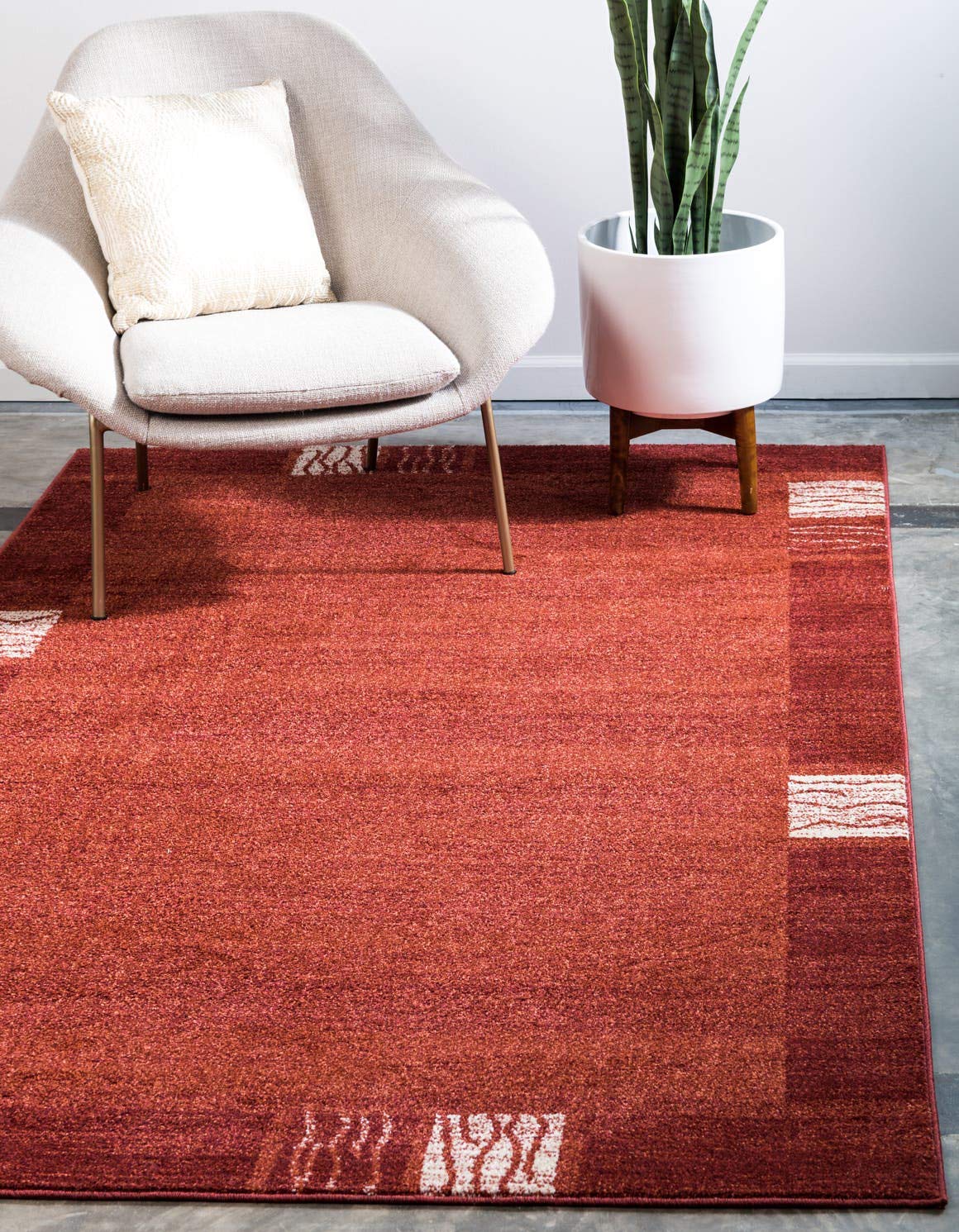 Unique Loom Del Mar Collection Area Rug - Sarah (10' x 13' 1" Rectangle, Terracotta/ Rust Red)
