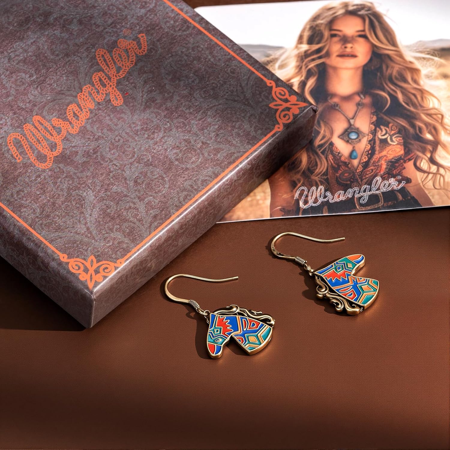 Wrangler Western Boots Horse Dangle Earrings for Women Cowgirl Cowboy Lightweight Retro Country Chocha Jewelry - Image 2