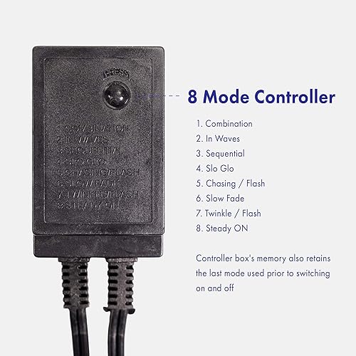 Miniatura 2 de WYZworks 1656 LED, 150 pies, luz exterior blanca cálida de 12 pulgada con controlador de 8 modos, impermeable, certificado ETL para exteriores,