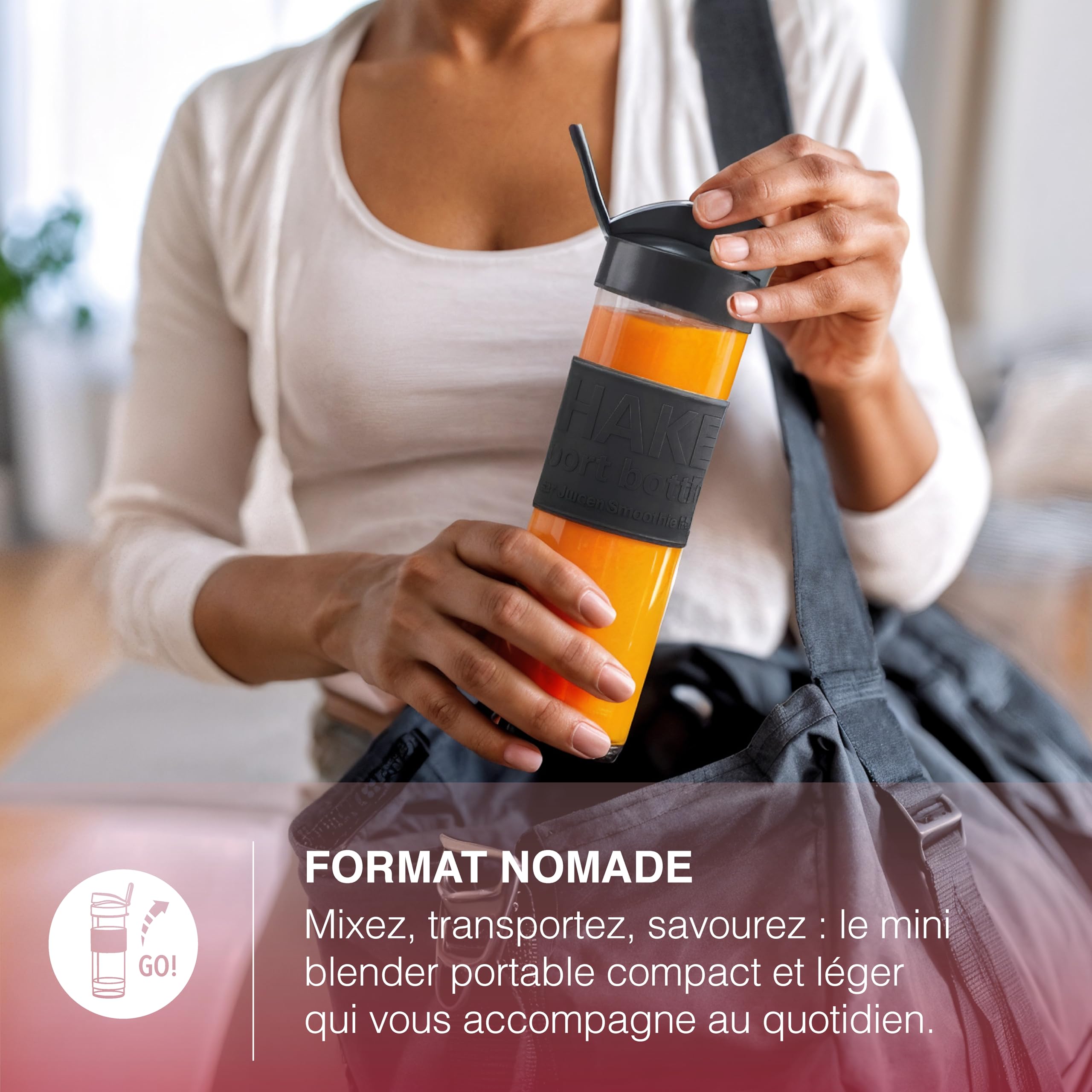 H.Koenig Mini Blender/Smoothie/Mixeur SMOO9 – 570mL, 300W, 4 Lames Inox, Sans BPA, 2 Bouteilles portables avec couvercles de voyage - 3