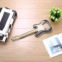 Vista 5 de 1 pieza/set abrebotellas de cerveza en forma de guitarra, regalo para amantes de la música y la guitarra, accesorios de cocina para bebedores (negro)