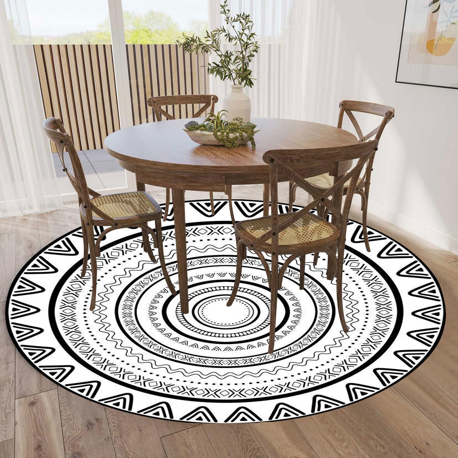 Tapis rond bohème Ø 200 cm pour sublimer votre table de salle à manger chaleureuse