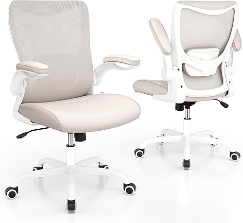 Miniatura 7 de Silla de oficina, silla de escritorio ergonómica de piel sintética con soporte lumbar ajustable y reposabrazos abatible, silla de computadora de