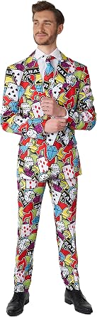 Suitmeister Mens Christmas Suit - Ugly Holiday Festive Outfit - Includes Blazer, Pants, Tie