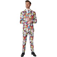 Suitmeister Mens Christmas Suit - Ugly Holiday Festive Outfit - Includes Blazer, Pants, Tie
