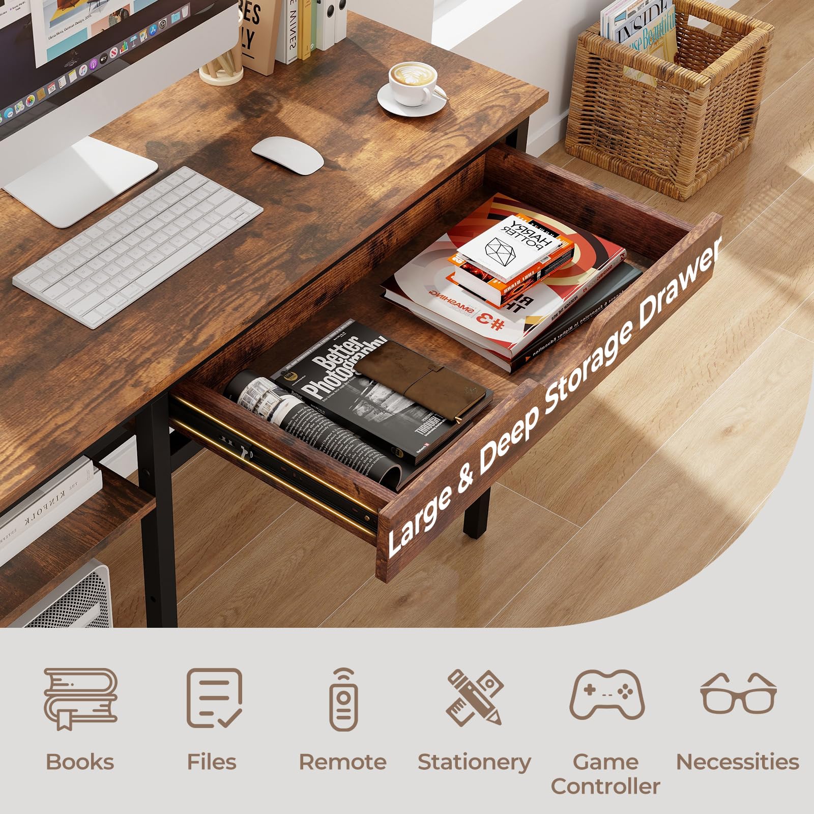 Bureau en bois massif pour PDG Table de travail de bureau et de chambre à couche