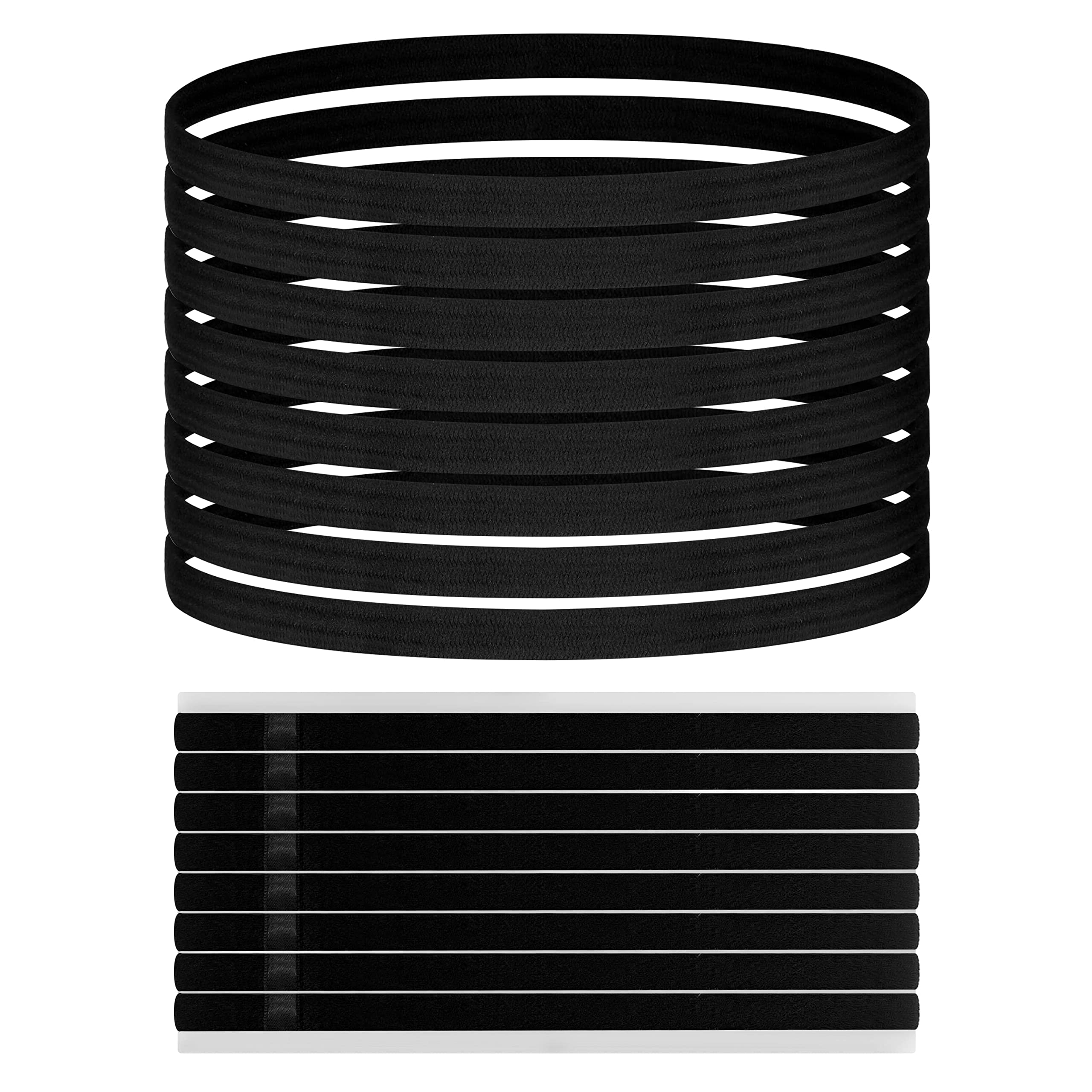 Opaska Sportowa na Głowę - 20 cm Długości, 8-Pak - ✮DOŻYWOTNIA GWARANCJA✮ - Sportowe Opaski Fitness - Rozciąga się do 70 cm - Opaska Treningowa do Włosów i na Uszy - Akcesoria Sportowe