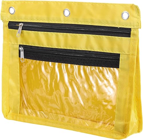 Miniatura 7 de PATIKIL Estuche expandible para lápices de 3 anillos, 1 paquete de tela Oxford de gran capacidad con cremallera, estuche para oficina y hogar, color