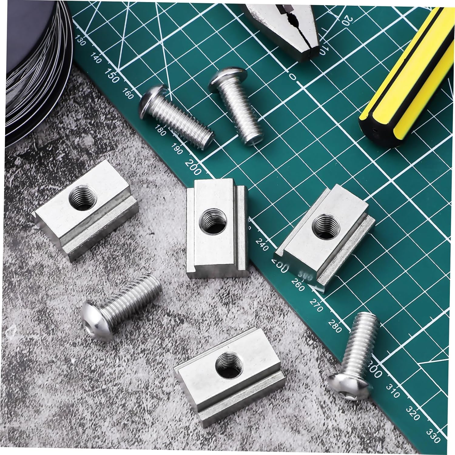 Kichvoe 4Pcs Stainless Steel Threaded T Slot Nuts for Truck Bed Rail Heavy Duty Fastening Accessories Precision Fit for Secure Cargo and Easy Installation