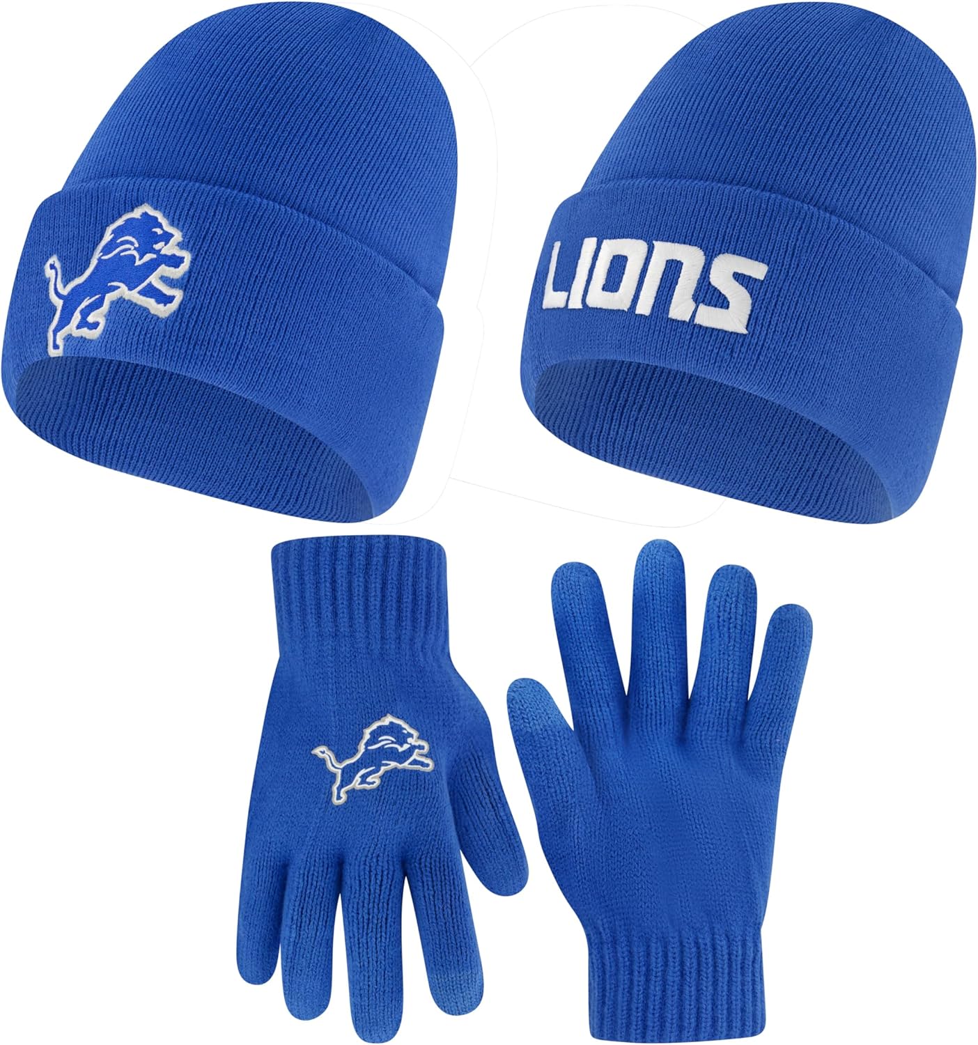 Ultra Game Adults NFL Official 2 Pack Super Soft Winter Beanie Knit Hats with Warm Touch Screen Gloves