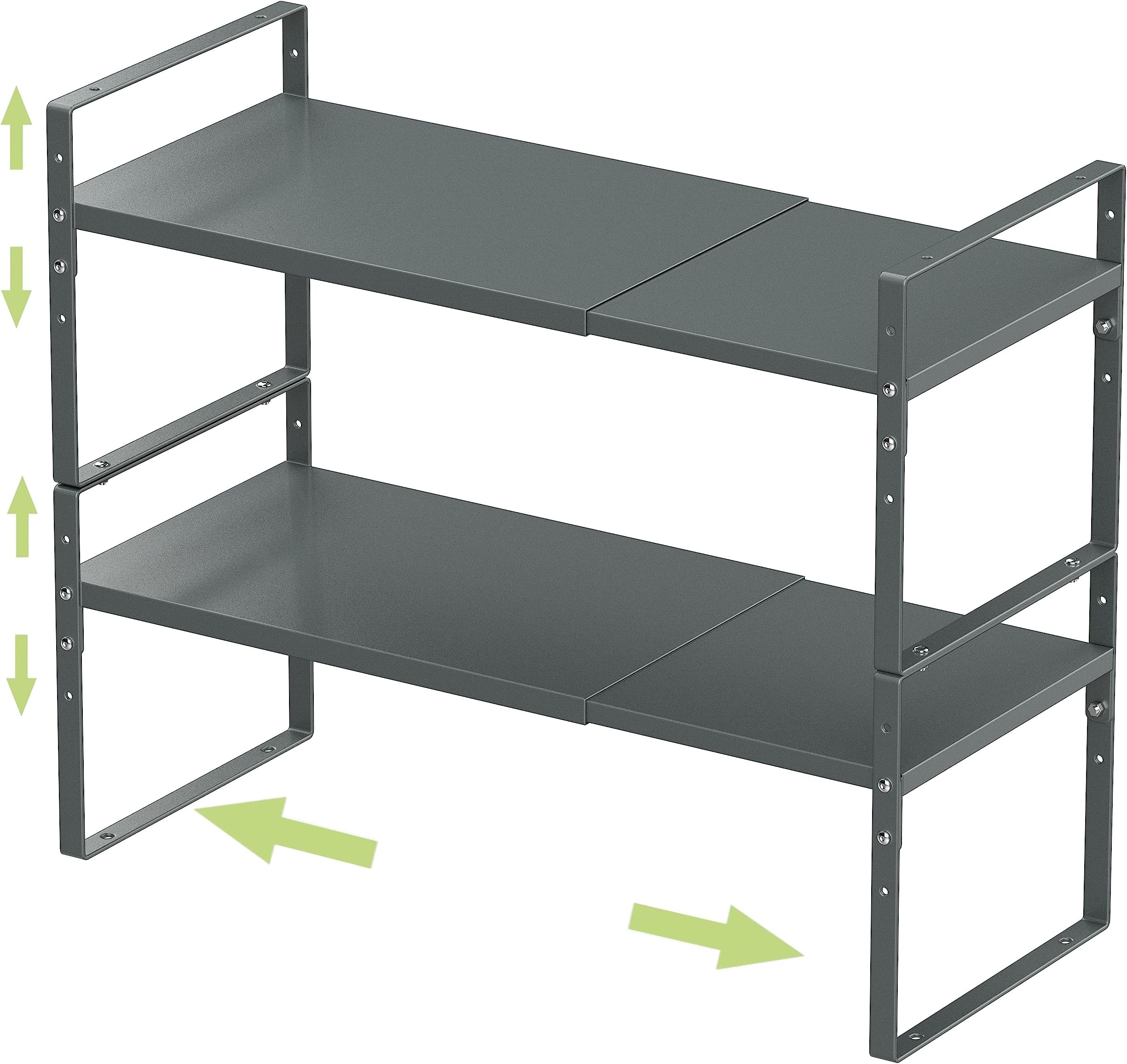 Jojocross Expandable Stackable Spice Rack Cabinet Shelf Organizer in Cabinet Shelf Kitchen Cupboard Organization Stackable Spice Rack Kitchen Pantry Countertop Storage (Gun-Gray, LARGE 2 PACKS G)