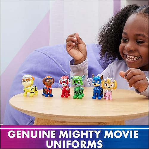Miniatura 7 de Paw Patrol The Mighty Movie, paquete de regalo de figuras de juguete, con 6 figuras de acción coleccionables, juguetes para niños y niñas a partir