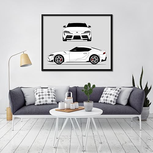 Vista 8 de Handmade Poster compatible with Toyota Supra (2020-Present) A90 MK5 (Front and Side) Print Wall Art Décor - 8x10" Satin Print (Unframed)