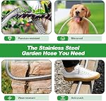 Toolasin Couche de jardin 50FT, Tuyau d'eau en acier inoxydable flexible avec 10-Function Buse, sans rinçage, fuite-proof, anti-Animaux, résistant à l'usure, 3/4 GHT, Facile à utiliser et à stocker, Idéal pour jardin, cour, extérieur