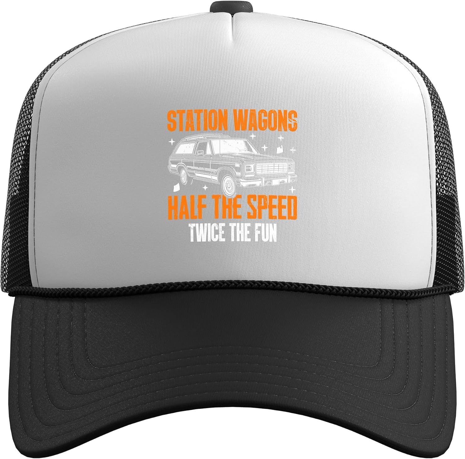 Station Wagons Half the Speed Twice the Fun Wagon Trucker Hat with Adjustable Mesh Back image 2