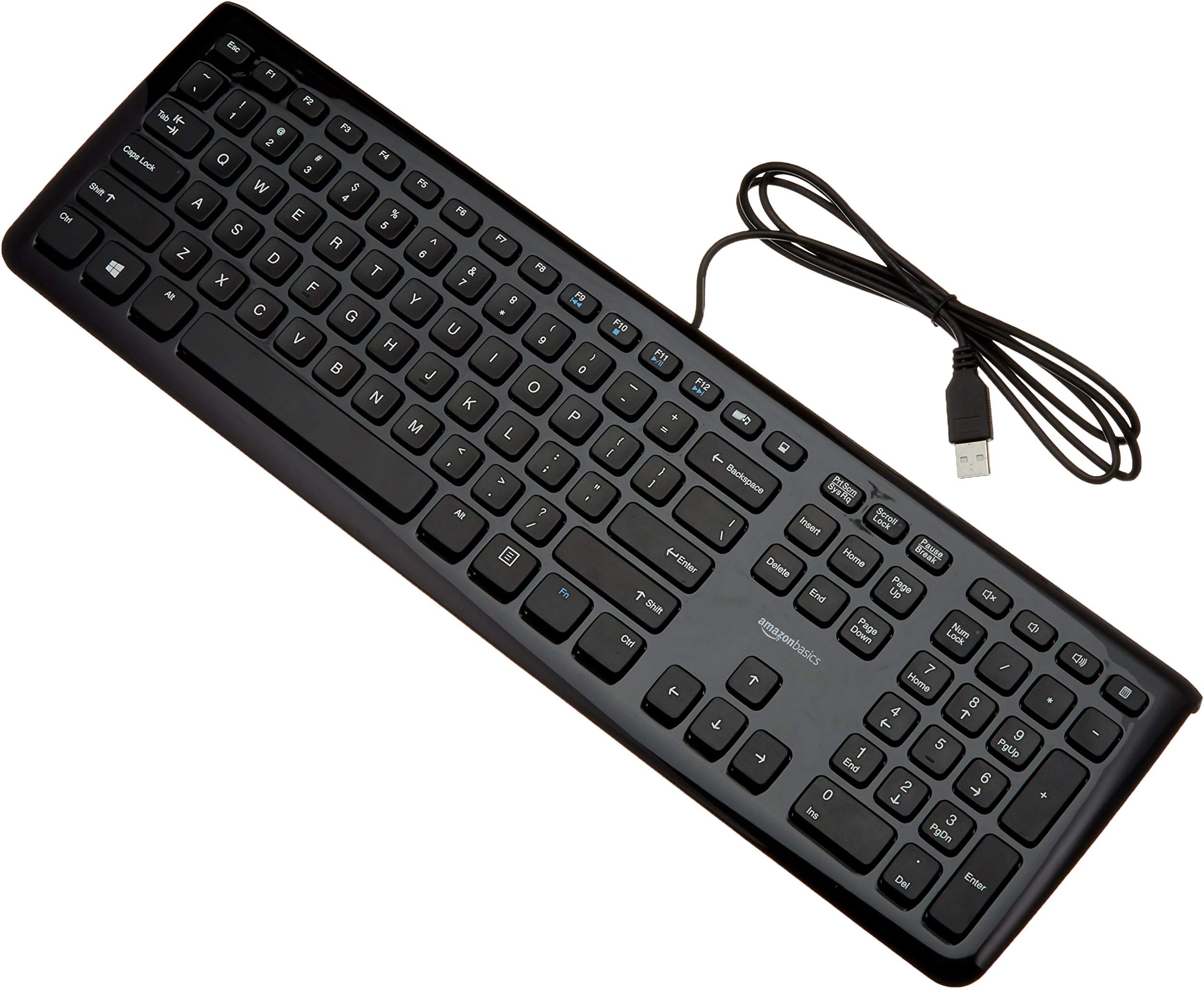Amazon Basics Wired Keyboard, Keyboard only (1-Pack), black