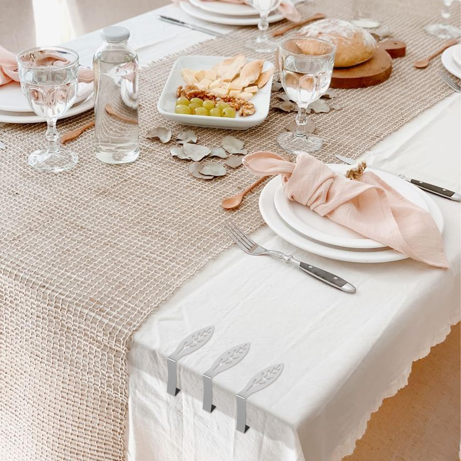 10 Piezas Clips para Mantel Antideslizantes, Pinzas para Mantel de Exterior de Acero Inoxidable, para el Hogar, Fiestas, Picnics, Restaurante, Bodas, Buffets, Cenas